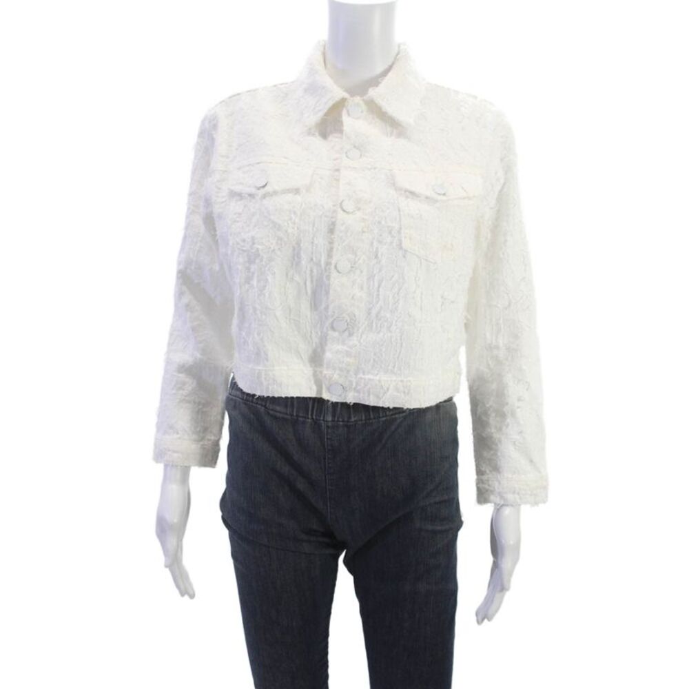 L'Agence Womens Basic Jacket White 100% Cotton Button Long Sleeve Size S